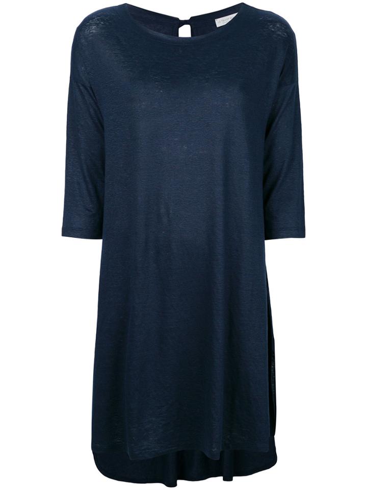 Le Tricot Perugia Cropped Sleeve Shift Dress - Blue