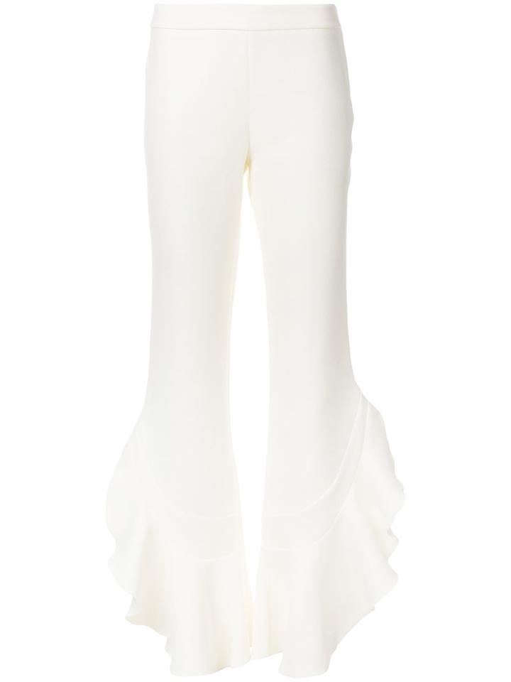 Giambattista Valli Ruffled Hem Cropped Trousers - White