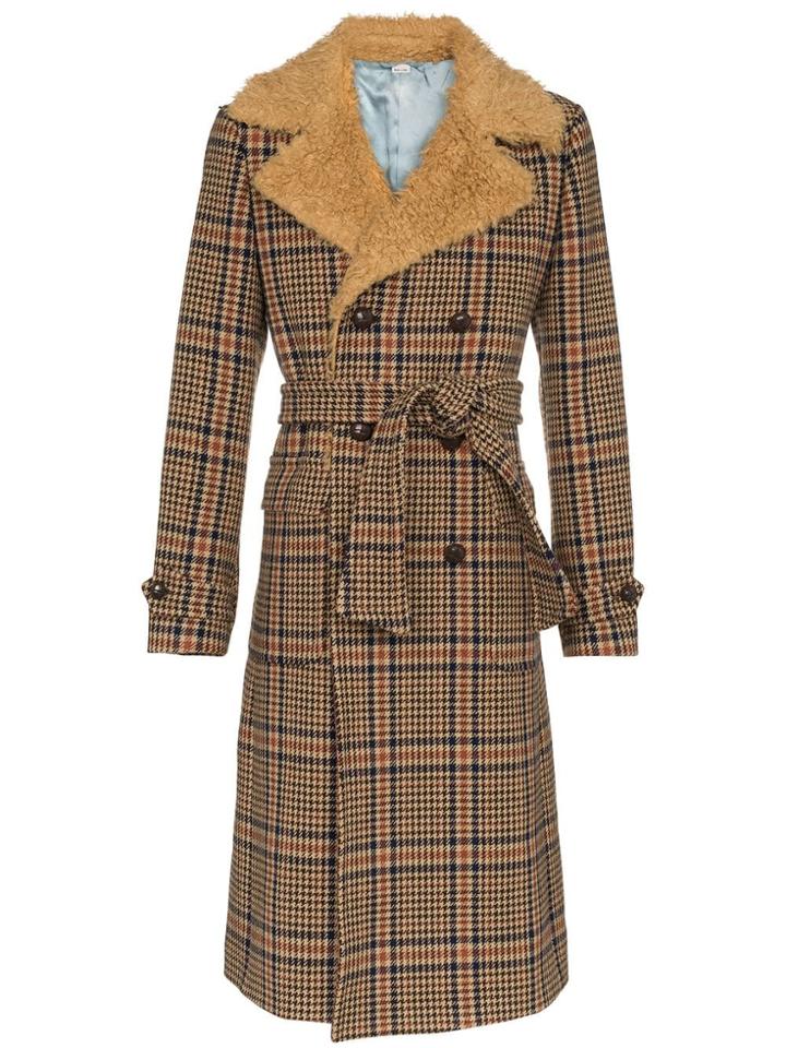 Gucci Checked Double-breasted Coat - Brown