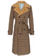 Gucci Checked Double-breasted Coat - Brown