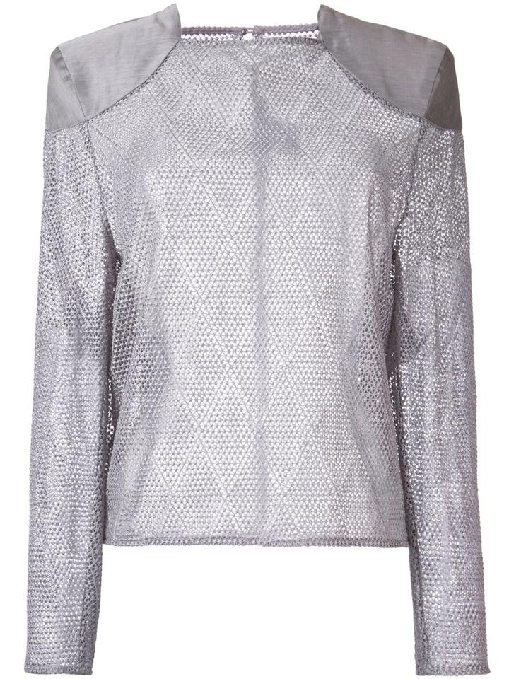 Bianca Spender Croquet Lace Feint Blouse, Women's, Size: 6, Grey, Polyester