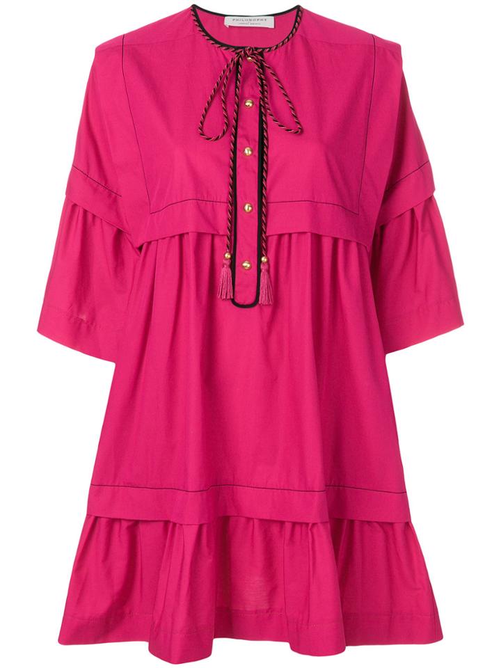 Philosophy Di Lorenzo Serafini Tie Neck Dress - Pink & Purple