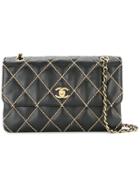 Chanel Vintage Stitched Quilt Shoulder Bag - Black