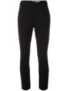 Pierre Balmain Buttoned Cropped Trousers, Women's, Size: 44, Black, Nylon/spandex/elastane/viscose