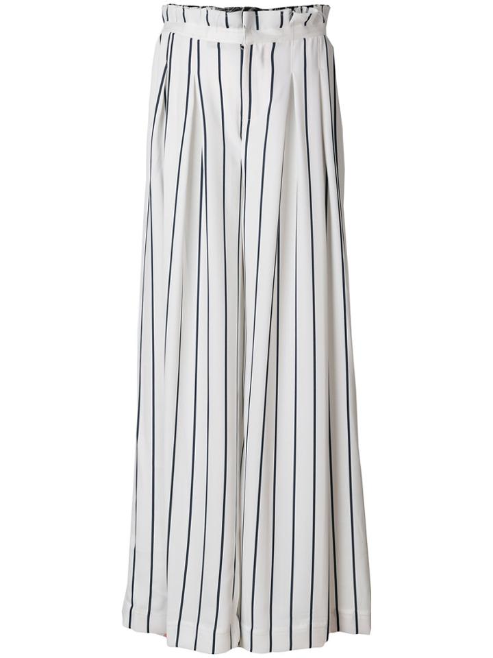 Kendall+kylie Pinstriped Wide-leg Trousers - White