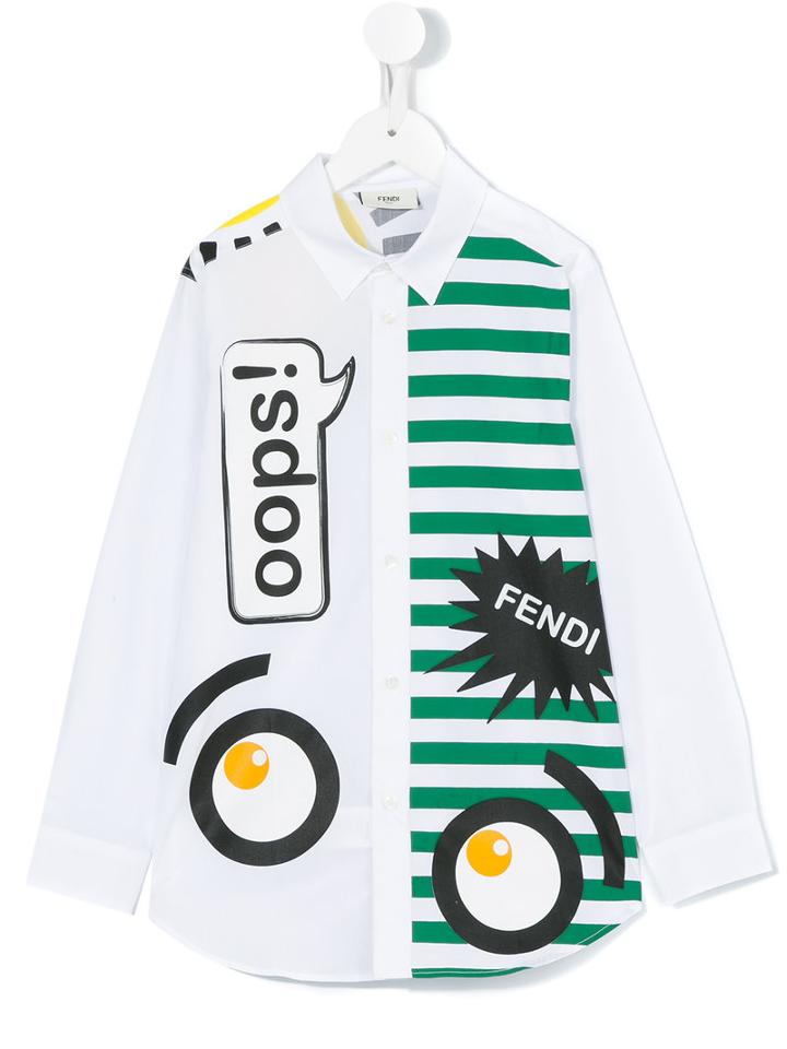 Fendi Kids - Monster Shirt - Kids - Cotton - 8 Yrs, White