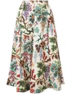 Philosophy Di Lorenzo Serafini Leaf Print Skirt, Women's, Size: 42, White, Linen/flax/silk