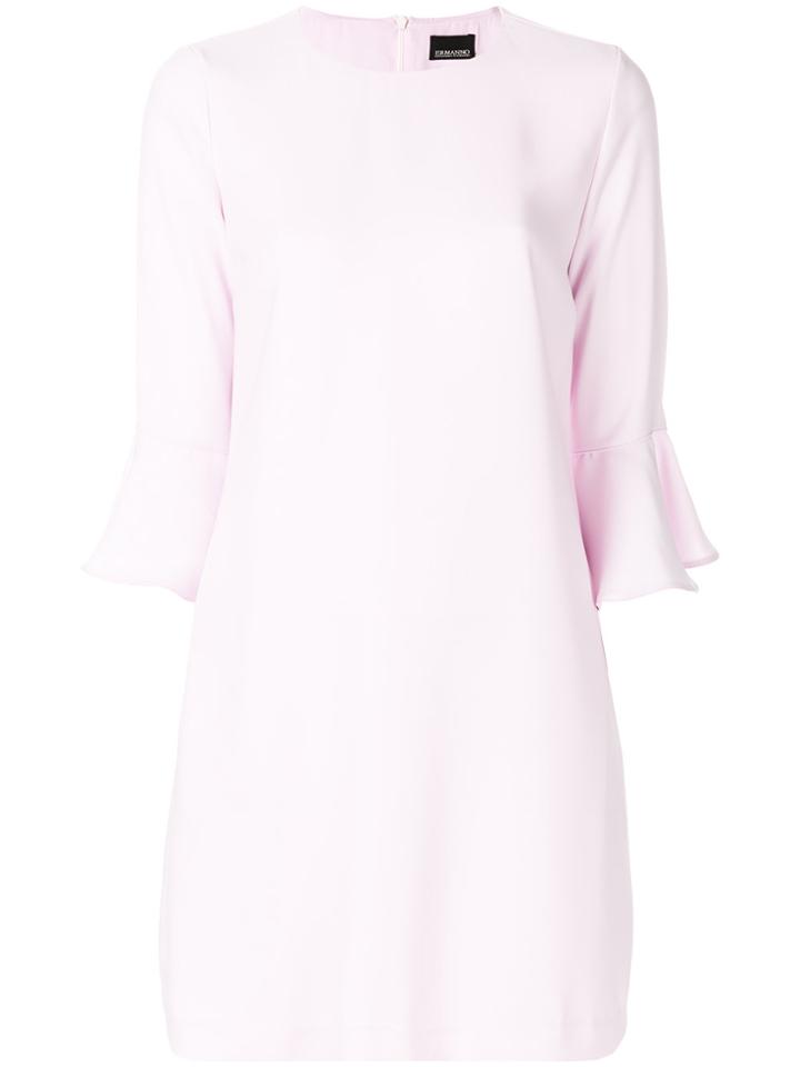 Ermanno Ermanno Flared Sleeve Dress - Pink & Purple