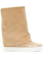 Casadei Fold Down Wedge Boots - Nude & Neutrals