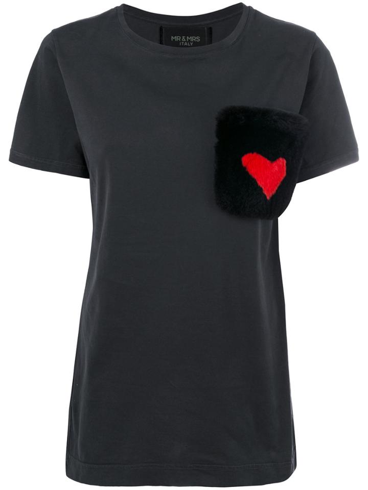 Mr & Mrs Italy Fur Pocket T-shirt - Black