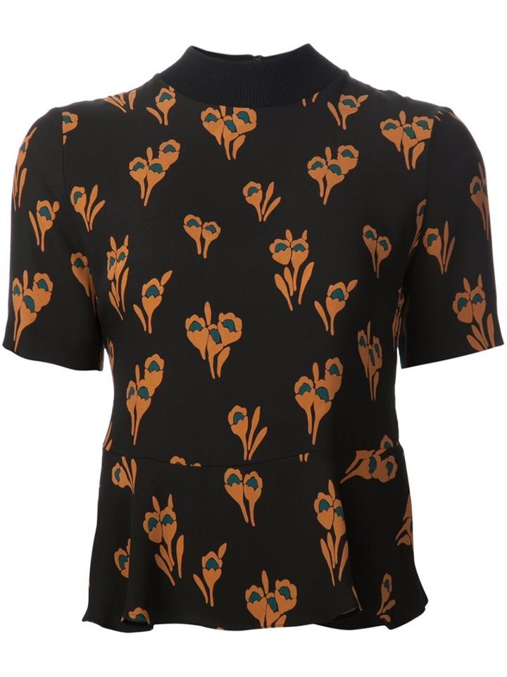 A.l.c. Floral Print Blouse, Women's, Size: 4, Black, Silk