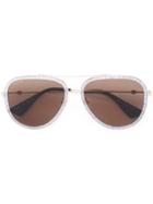 Gucci Eyewear Aviator Metal Temple Sunglasses - Metallic