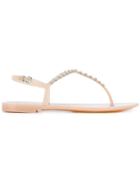Sergio Rossi Embellished Thong Sandals - Nude & Neutrals