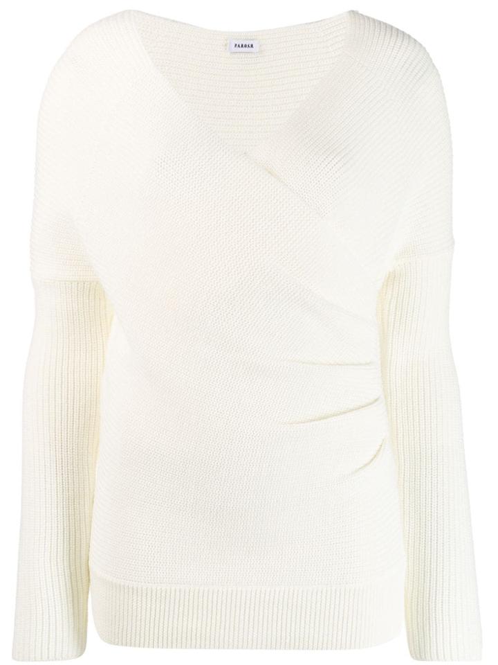 P.a.r.o.s.h. Wrapped V-neck Jumper - Neutrals