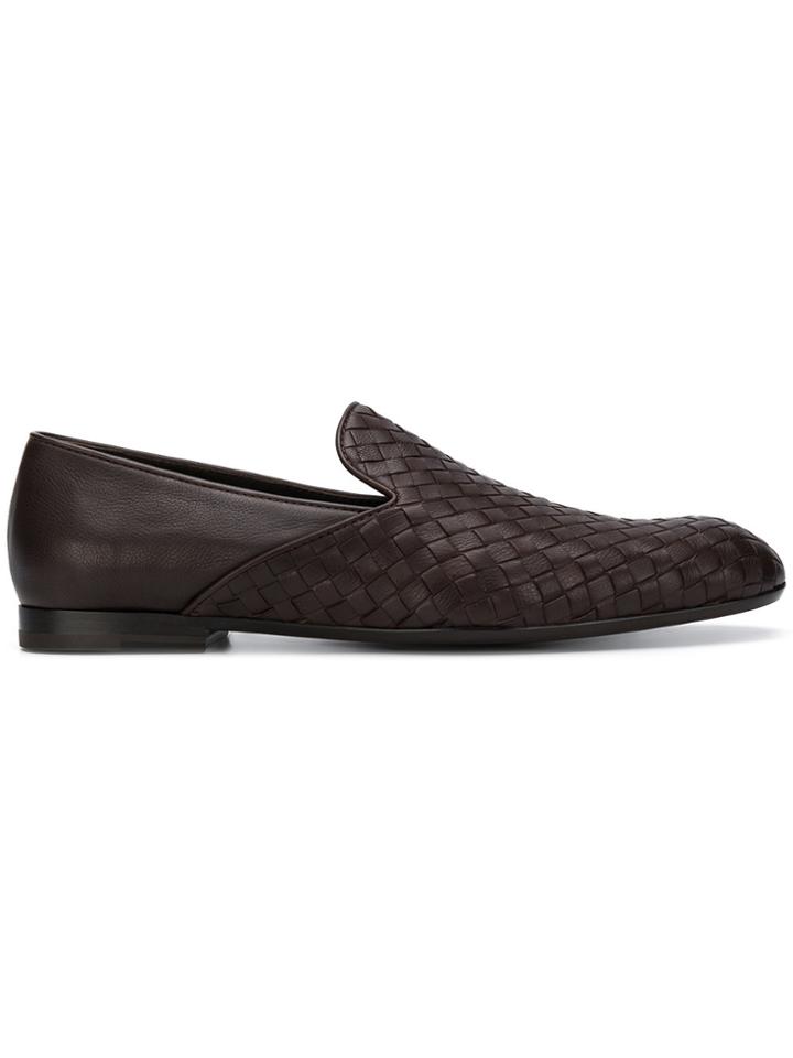 Bottega Veneta Basket Weave Loafers - Brown