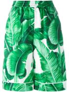 Dolce & Gabbana Banana Leaf Print Cullottes, Women's, Size: 40, Green, Silk