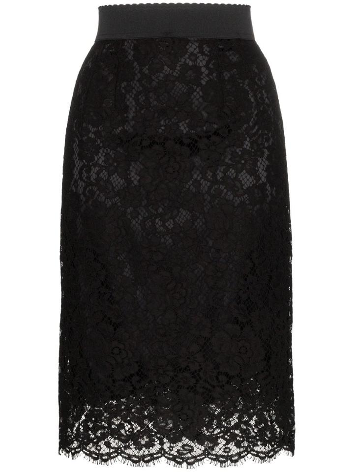 Dolce & Gabbana Lace Midi Pencil Skirt - Black