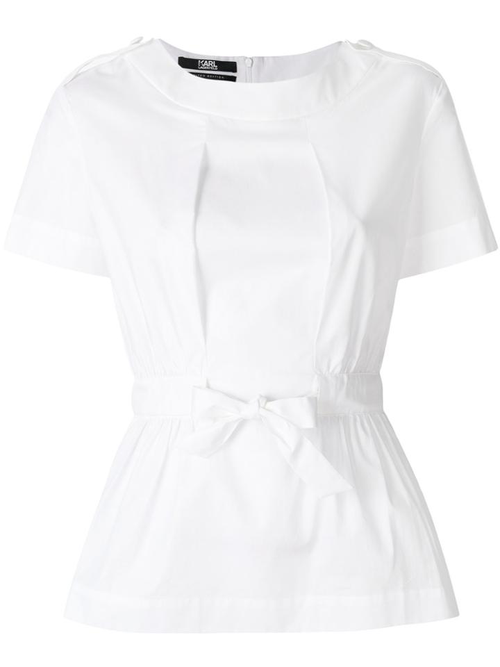 Karl Lagerfeld Gathered Bow Detail Blouse - White