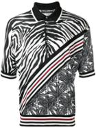 Dolce & Gabbana Zebra Stripe Polo Shirt, Men's, Size: 50, Black, Silk