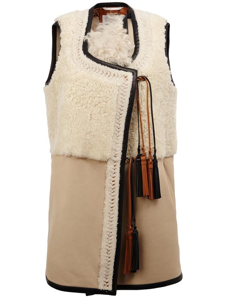 Chloé Tassel Detailed Gilet, Women's, Size: 36, Nude/neutrals, Lamb Skin