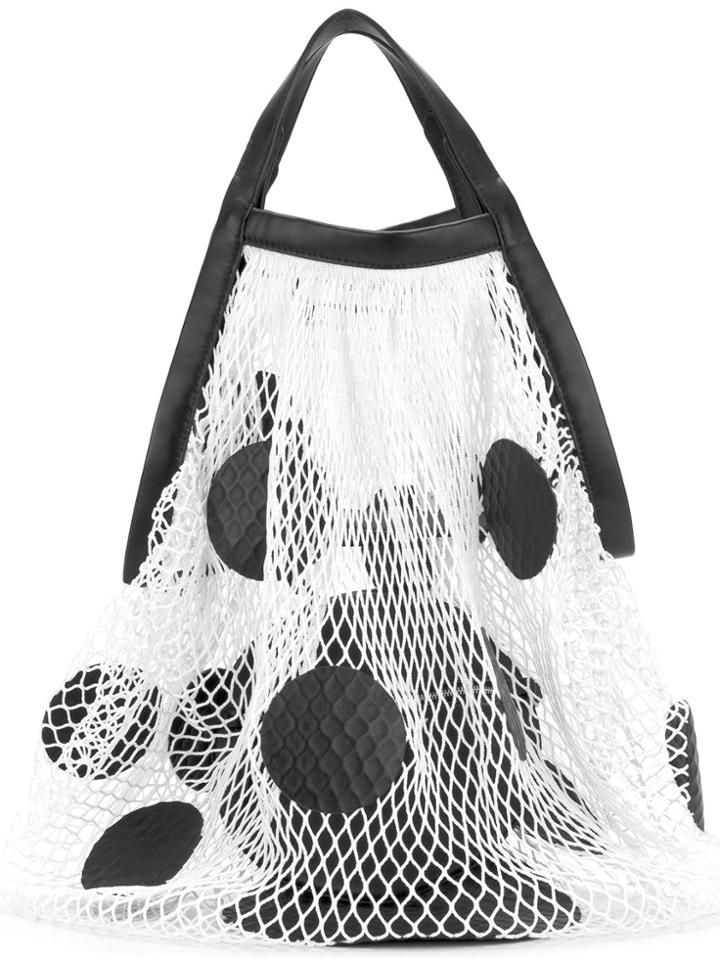 Maison Margiela Polka Dotted Mesh Tote Bag - White
