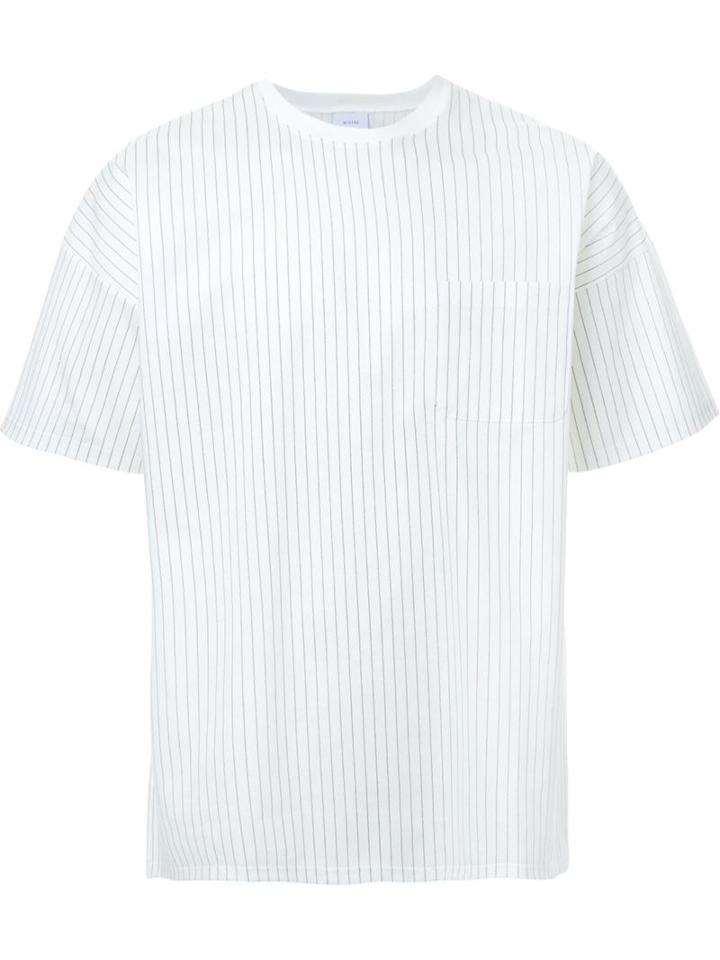 Mr. Gentleman Pinstriped Patch Pocket T-shirt, Men's, Size: Large, White, Cotton