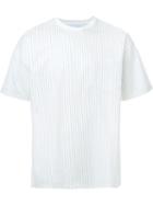 Mr. Gentleman Pinstriped Patch Pocket T-shirt, Men's, Size: Large, White, Cotton
