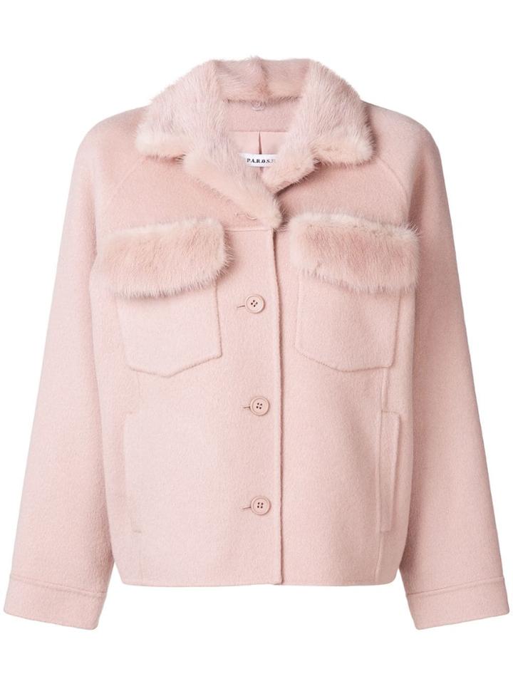 P.a.r.o.s.h. Fur Detail Buttoned Jacket - Pink