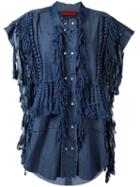 Di Liborio - Frayed Oversized Sleeveless Jacket - Women - Silk - 40, Women's, Blue, Silk