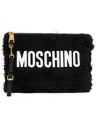 Moschino Medium Textured Logo Pouch - Black