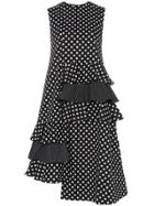 Paskal Polka Dot Ruffle Detail Cotton Dress - Black