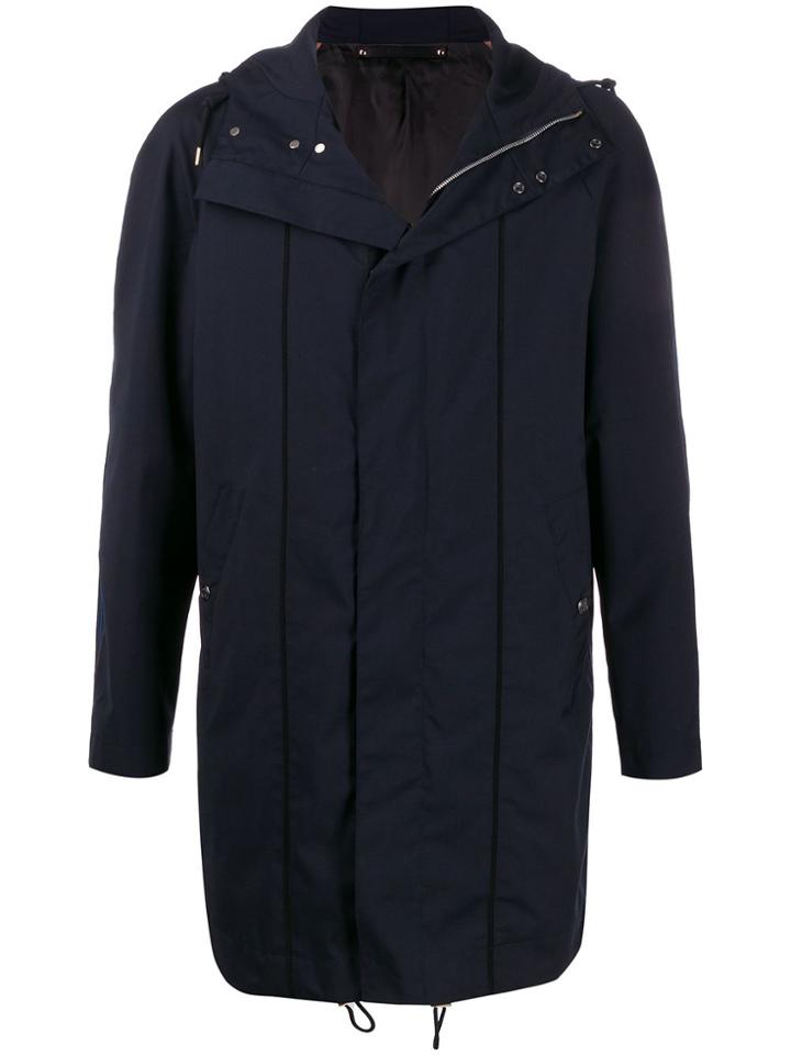 Paul Smith Side Stripe Detail Parka - Blue
