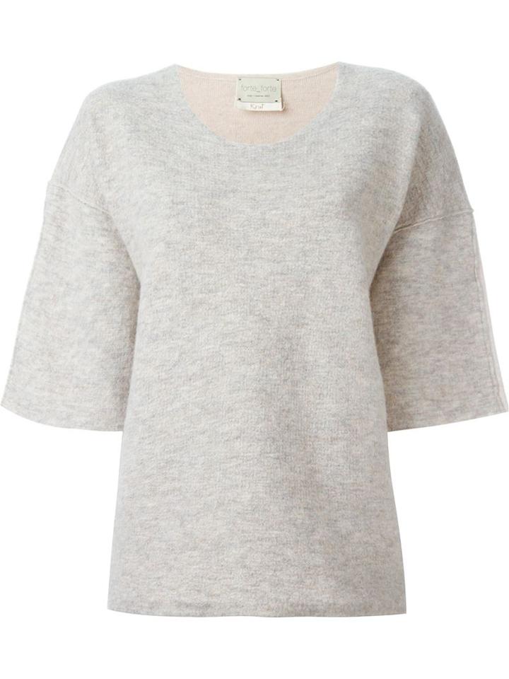 Forte Forte Half Sleeve Boxy Sweater, Women's, Size: 2, Nude/neutrals, Polyamide/wool/alpaca