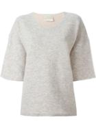 Forte Forte Half Sleeve Boxy Sweater, Women's, Size: 2, Nude/neutrals, Polyamide/wool/alpaca