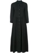 Mm6 Maison Margiela Long Pleated Shirt Dress, Women's, Size: 40, Black, Silk/cotton/viscose