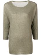Majestic Filatures Three-quarter Sleeves Knitted Blouse - Green