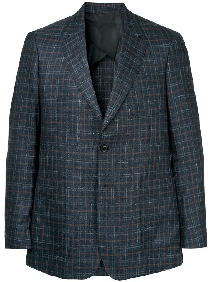 Cerruti 1881 Checked Single Breasted Blazer - Blue
