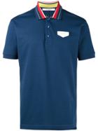 Givenchy Leather Logo Patch Polo Shirt - Blue