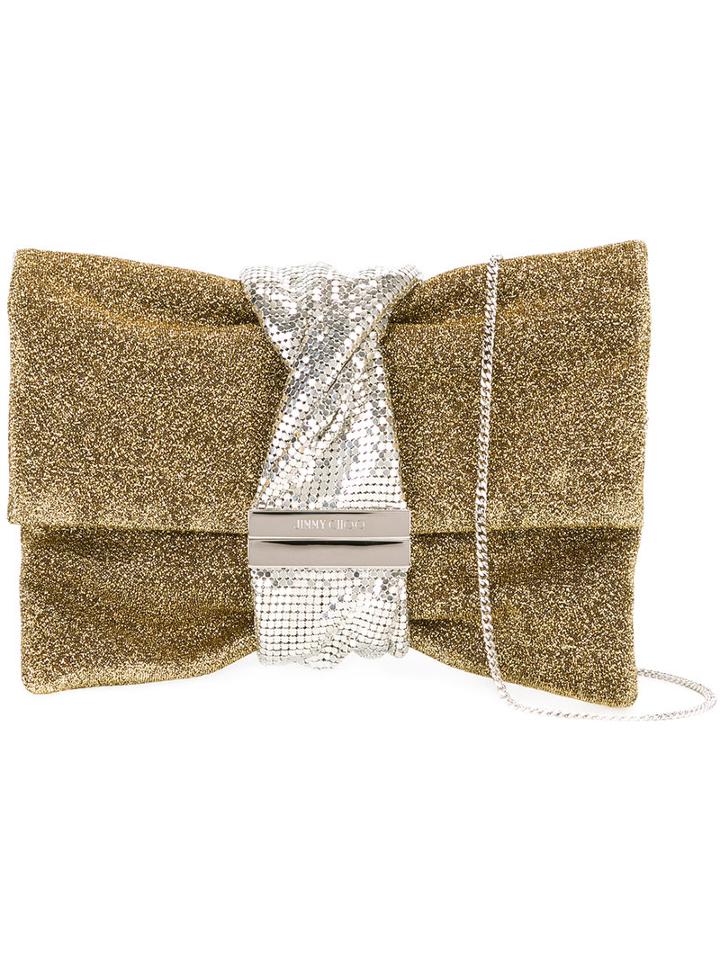 Jimmy Choo Chandra Clutch, Women's, Grey, Metal (other)/metallized Polyester