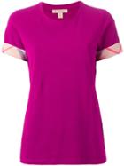 Burberry Brit House Check Cuffs T-shirt, Women's, Size: L, Pink/purple, Cotton/spandex/elastane