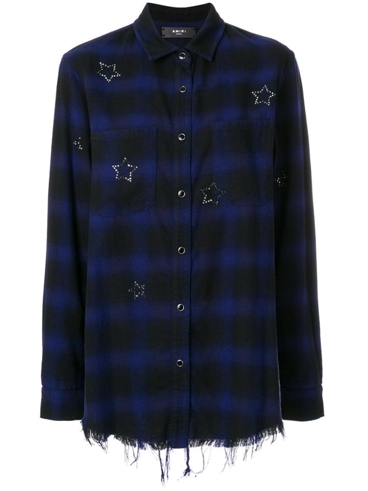Amiri Crystal Checked Flannel Shirt - Blue