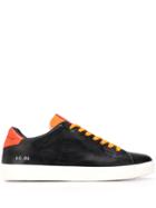 Leather Crown Contrast Lace-up Sneakers - Black