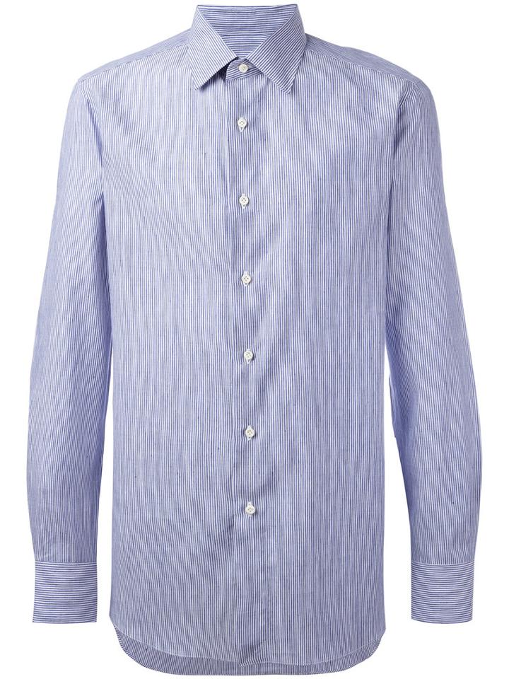 Boglioli Striped Shirt, Men's, Size: 39, Blue, Cotton/linen/flax