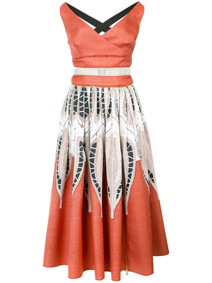 Sophie Theallet Panelled Zipped Midi Dress - Yellow & Orange