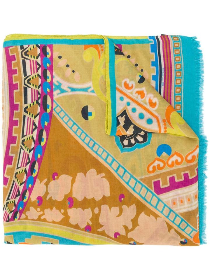 Etro Aztec Print Scarf - Brown