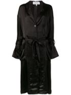 Loewe Satin Belted Coat - Black