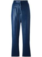 Mm6 Maison Margiela Leather Effect Trousers, Women's, Size: 44, Blue, Cotton/polyurethane/viscose