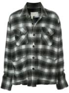 Greg Lauren Checked Shirt Jacket - Black