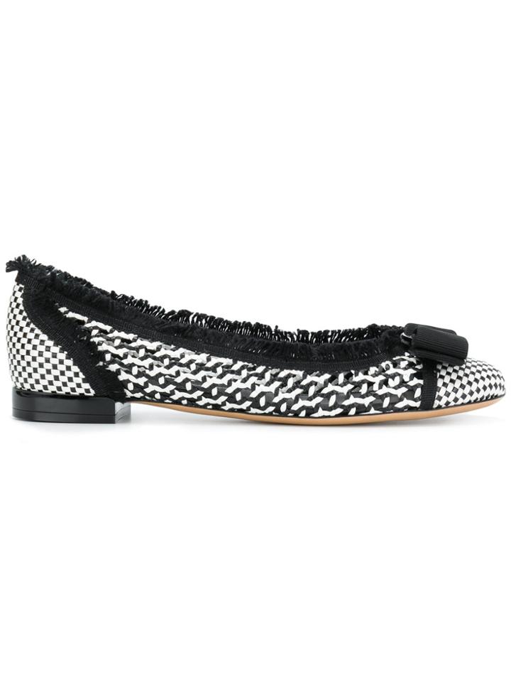 Salvatore Ferragamo Bow Top Ballerina Flats - Black