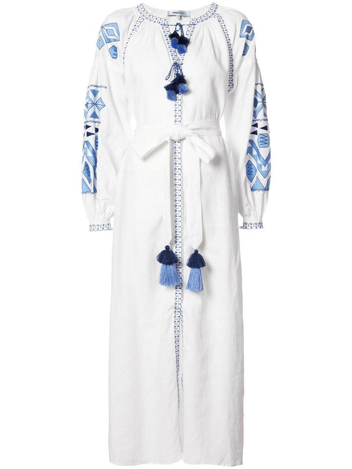March 11 Kilim Maxi Dress, Women's, Size: Medium, White, Linen/flax